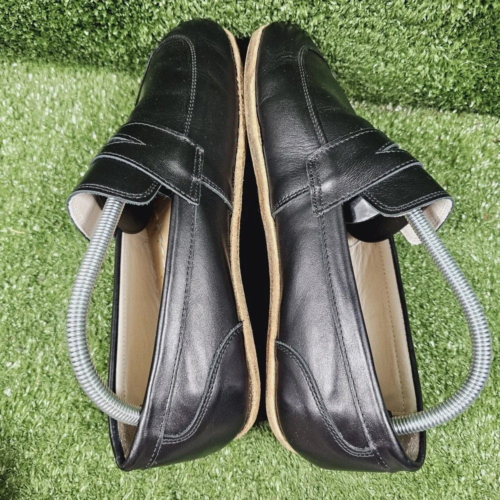 Earthing Harmony Black Leather Grounding Earthing Barefoot Penny Loafers Mens 9